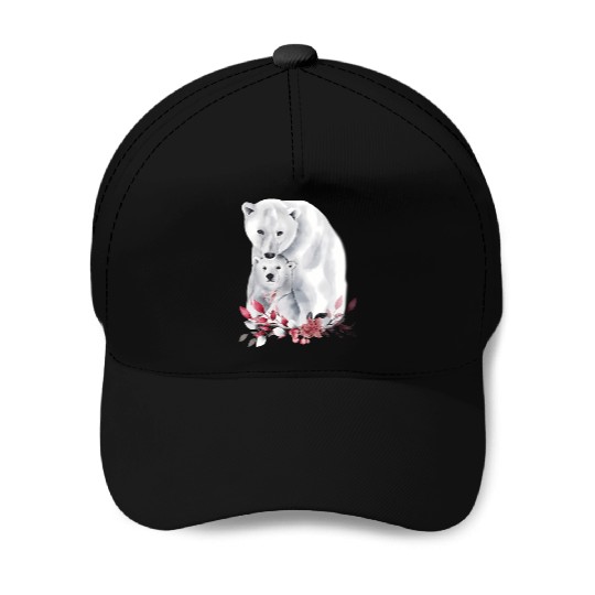 Mama Polar Bear And Baby Cub For And Baseball Caps