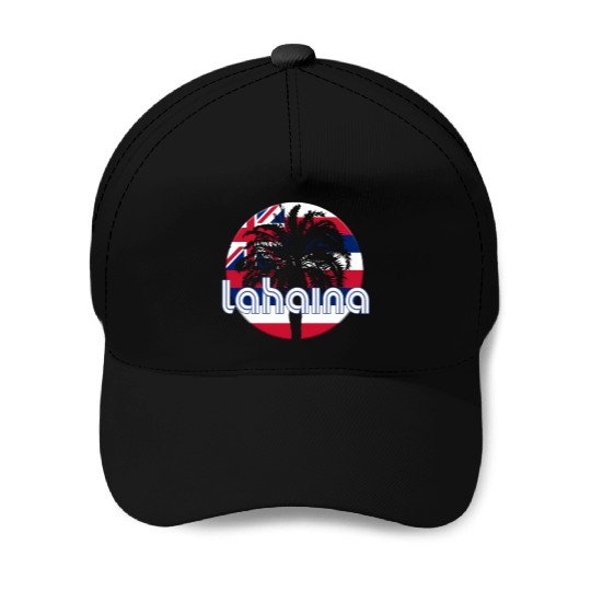 Lahaina Maui Hawaii Hawaiian Flag Native Palm Tree Baseball Caps