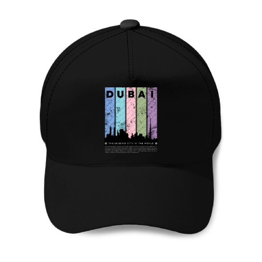 Black Colorful Dubai The Leading City in the World Baseball Caps