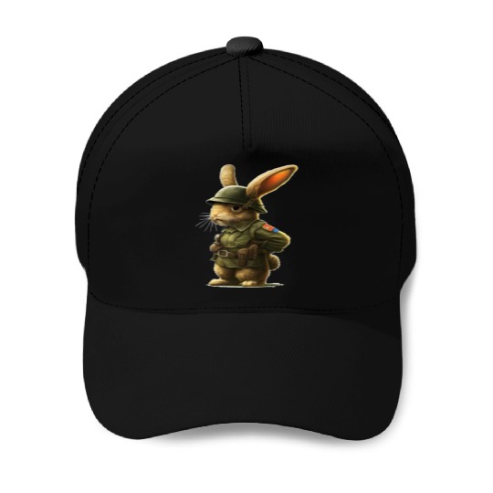 Courageous Bunny Soldier Baseball Caps
