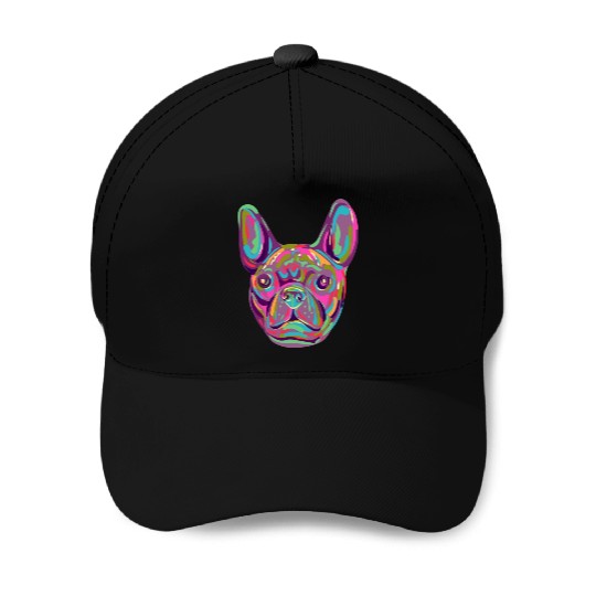 French Bulldog Frenchie head Pop art style Baseball Caps