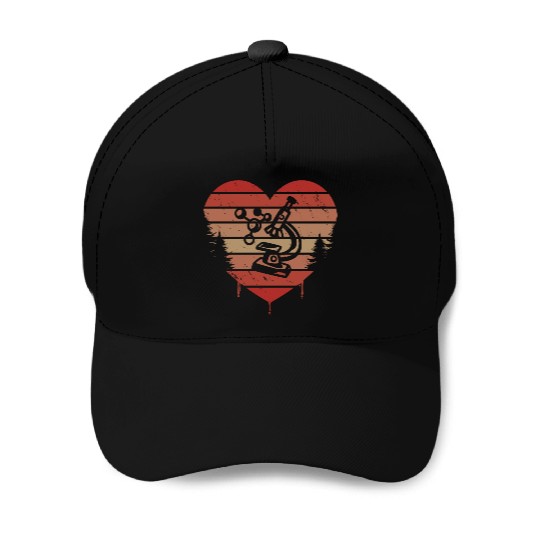 Cute Red Vintage Heart Science 80s Valentine Day Baseball Caps