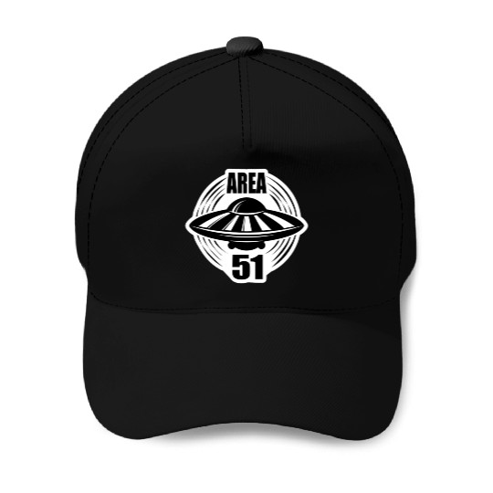 Area 51 Black Flying Saucer Baseball Caps