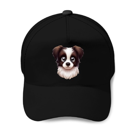Playful Border Collie Portrait Baseball Caps