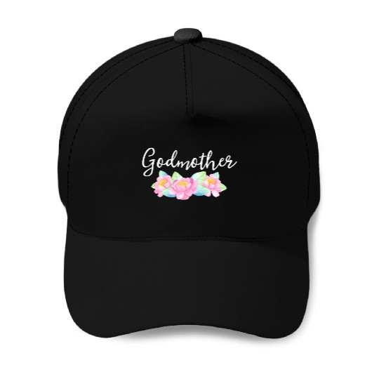 Godmother Floral Aunt Gender Reveal Announcet Baseball Caps