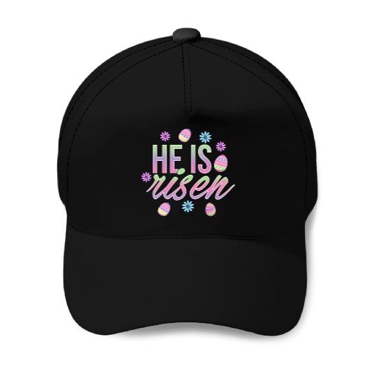 He Is Risen Easter Christian Message Easter Eggs Baseball Caps