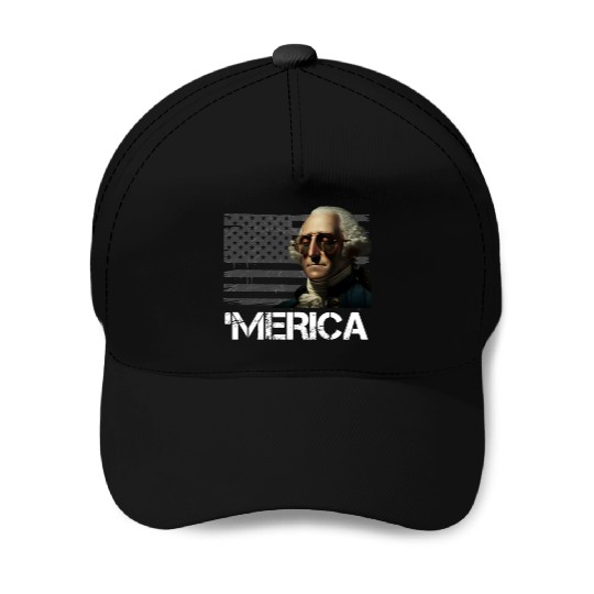 Merica George Washington Independence Day USA Baseball Caps