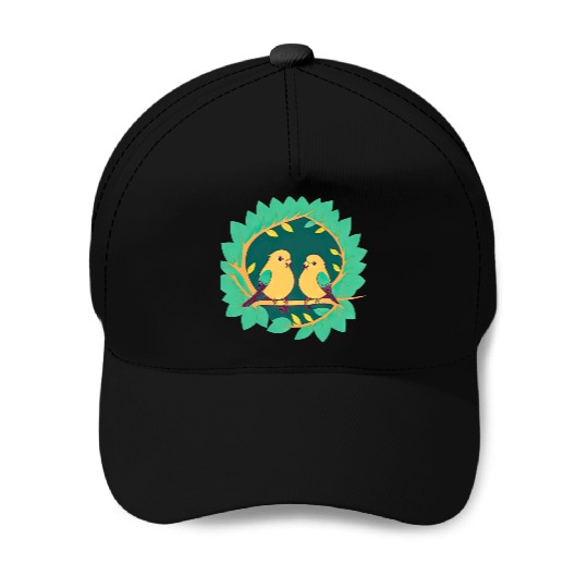 A Sweet Couple Of Colorful Birds Baseball Caps