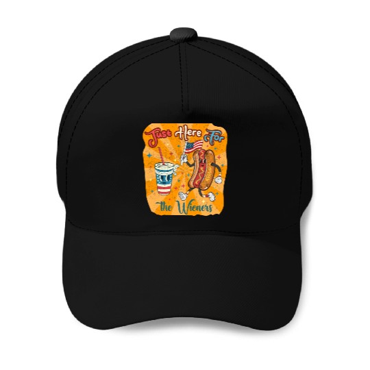 I'm Just Here For The Wieners Cartoon Hot Dog 4Th Baseball Caps