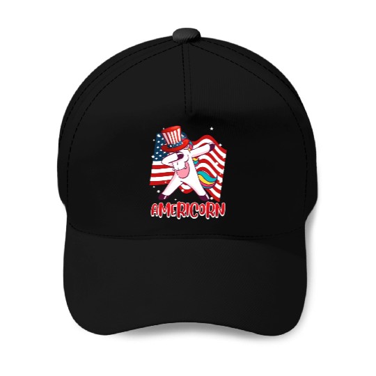 Americorn Unicorn America Party Independence Day Baseball Caps