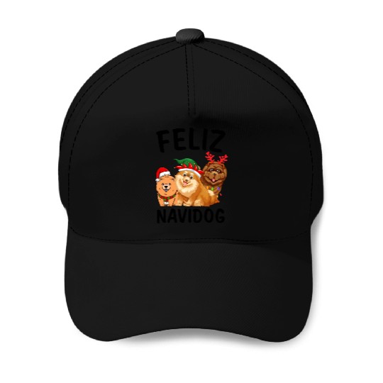 Feliz Navidog Chow Chow Reindeer Christmas Light Baseball Caps