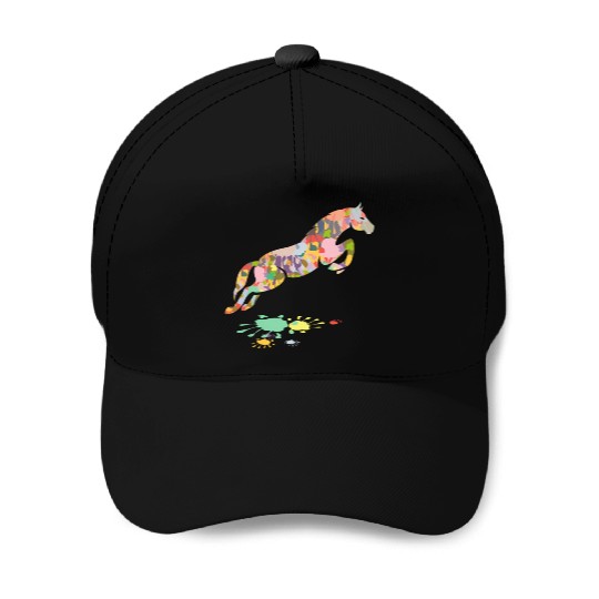 Colorful Horse Jumping Horse Baseball Caps