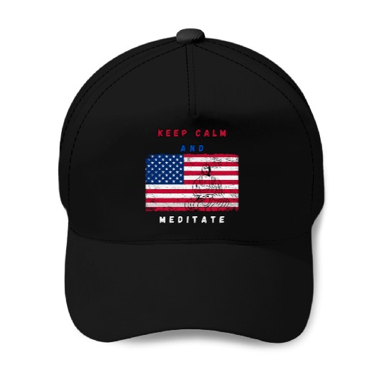 Independence Day Buddha Meditation Baseball Caps