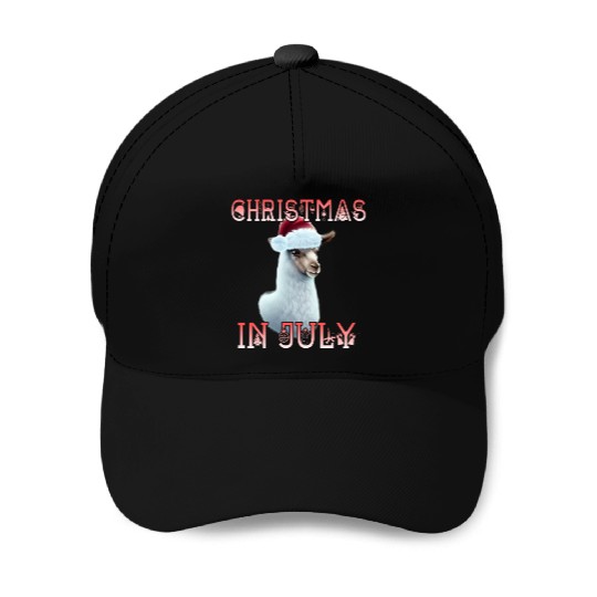 Festive alpaca - Christmas in July Baseball Caps