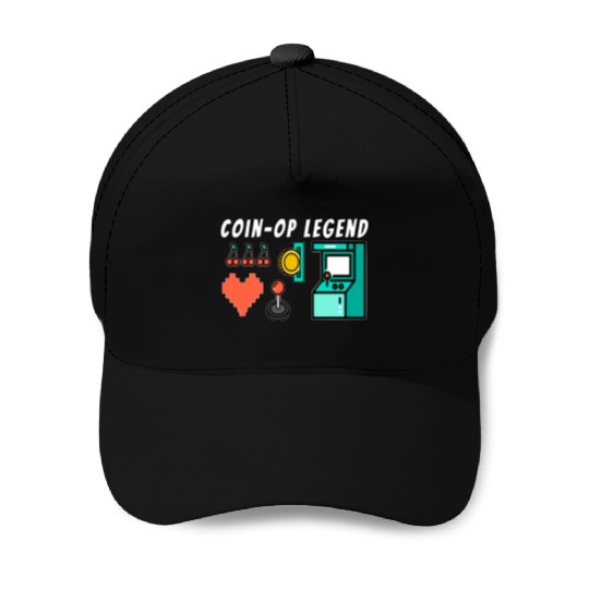 Coin Op Legend Arcade Gaming 80s Retro Gamer Baseball Caps