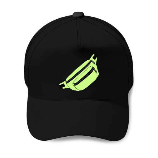 Lime Green Fanny Pack Illustration Baseball Caps