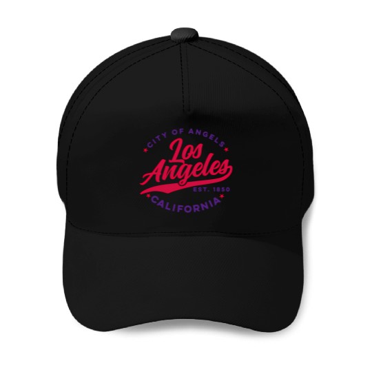 Los Angeles City Of Angels California Red Text Baseball Caps