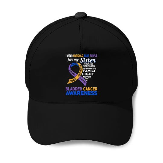 I Wear Marigold Blue Purple For My Sister Bladder Baseball Caps