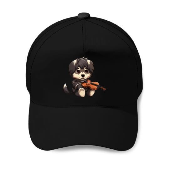husky German Shepherd with Violin – Musical Dog De Baseball Caps