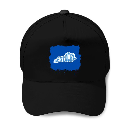 Kentucky Typography Sticker in State Shape Baseball Caps