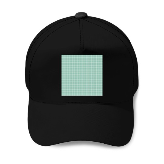 Retro Checkered Pattern Teal Baseball Caps