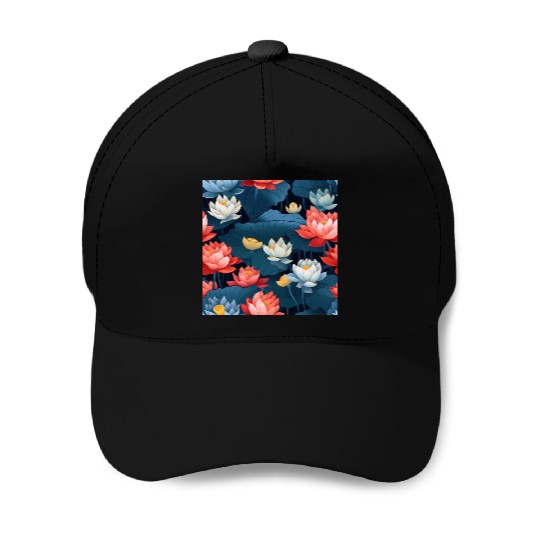 Serenity Blooms: Timeless Lotus Pattern Baseball Caps