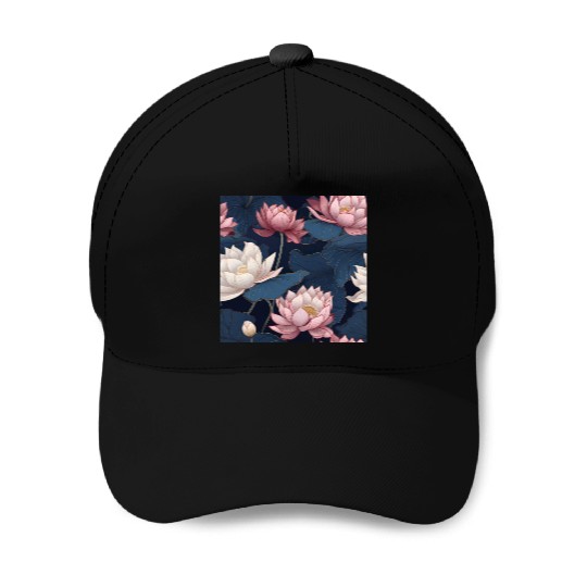 Serenity Blooms: Timeless Lotus Pattern Baseball Caps