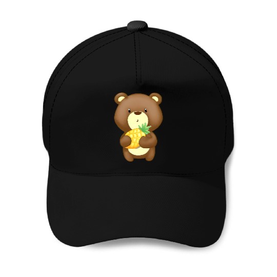Bear loves pineapple Baseball Caps