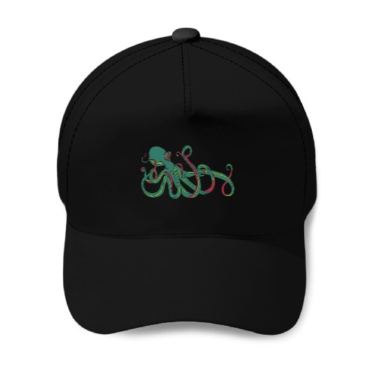 Green Octopus Baseball Caps