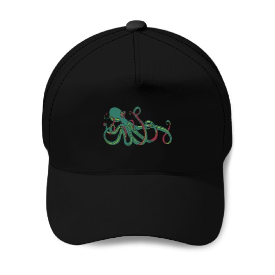 Green Octopus Baseball Caps