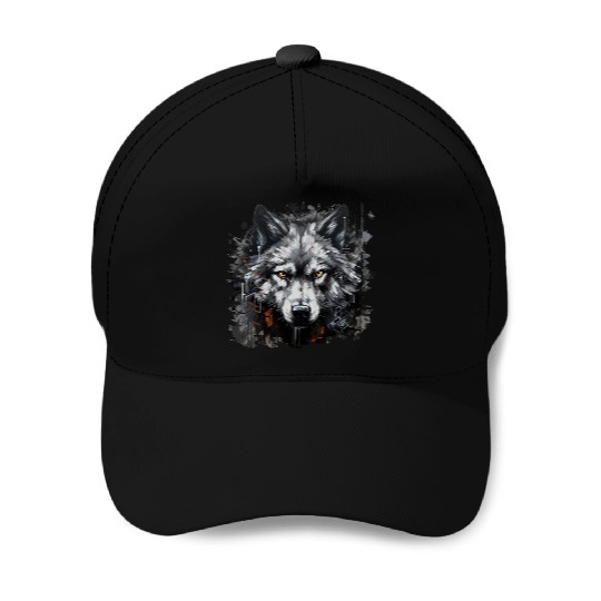 The Lone Wolf. Urban Hunter, Graffiti Style. Baseball Caps