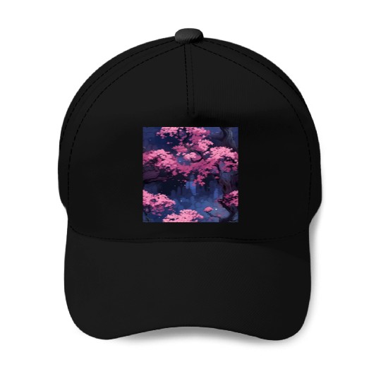 Anime Euphoria: Fantasy Cherry Blossom Dreamscape Baseball Caps