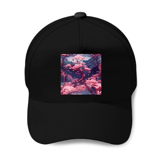 Anime Euphoria: Fantasy Cherry Blossom Dreamscape Baseball Caps