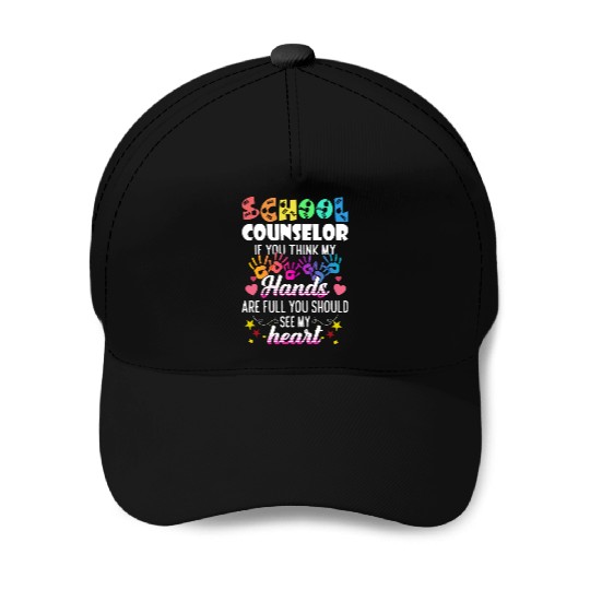 School Counselor Heart Teacher Appreciation Baseball Caps