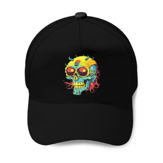 zombie skull skull Baseball Caps