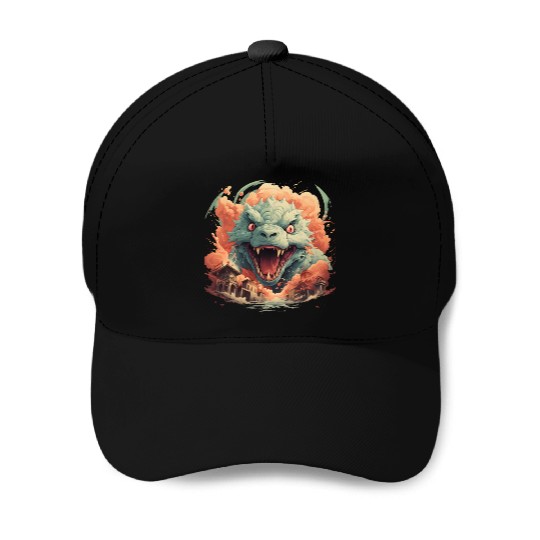 Kaiju: Cityscape Destructor Baseball Caps