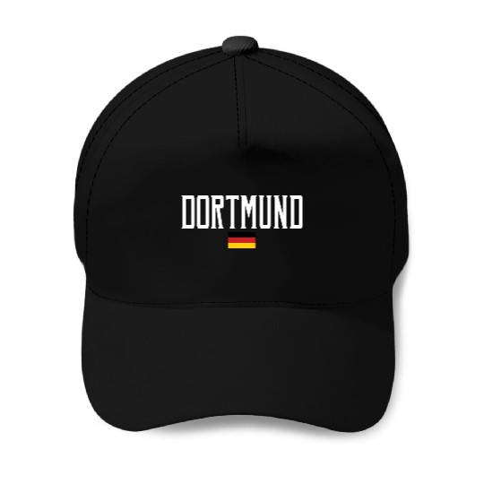 Dortmund Germany Flag White Text Baseball Caps