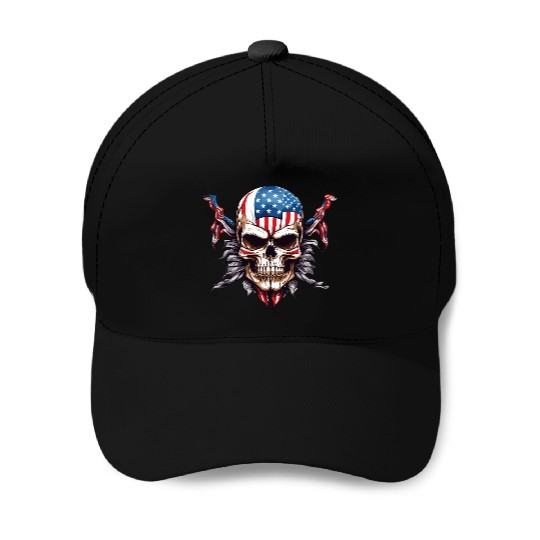 A skull color America flag Baseball Caps Design
