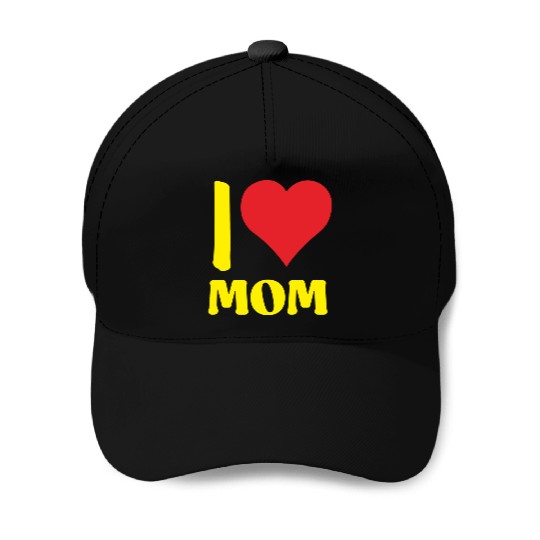 I Love Mom Yellow Baseball Caps