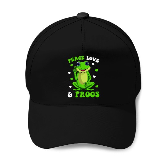 Peace Love Frogs Lover Frog Kids Girls Women Baseball Caps