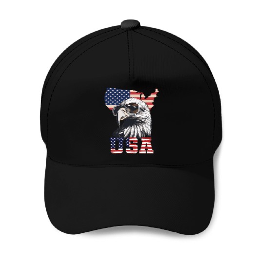gift idea bald eagle american flag Baseball Caps