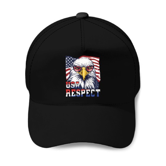 gift idea bald eagle american flag Baseball Caps