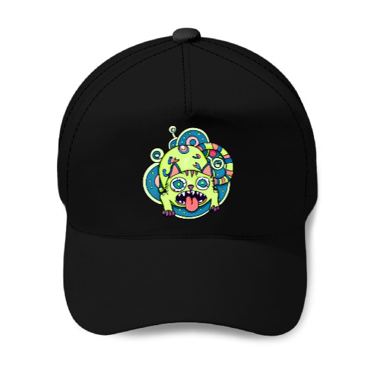 Psychedelic Trippy Cat Baseball Caps