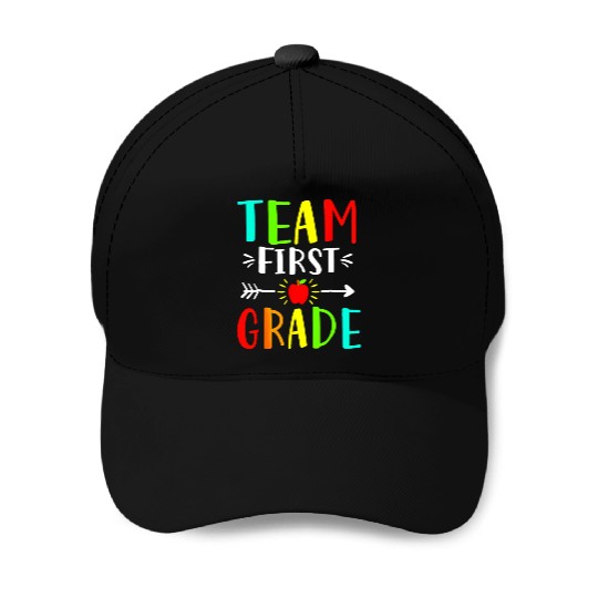 Team First Grade Student Teacher Team Funny Back Baseball Caps