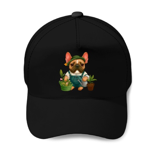 Frenchie The Gardener Drawing Baseball Caps