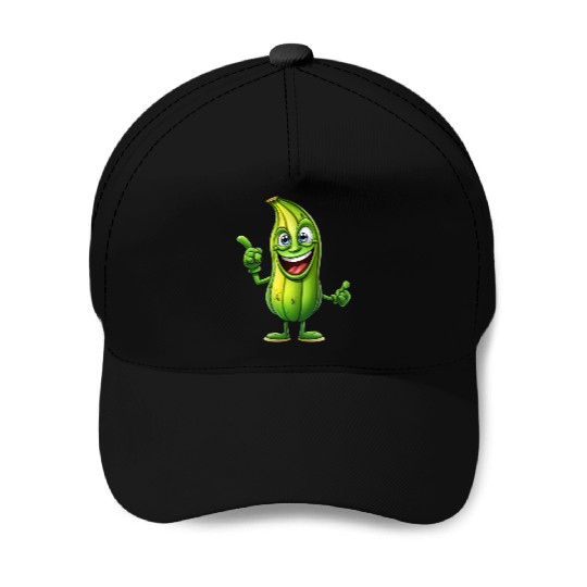 Green Alien Pickle Dude: Cosmic Crunch Baseball Caps