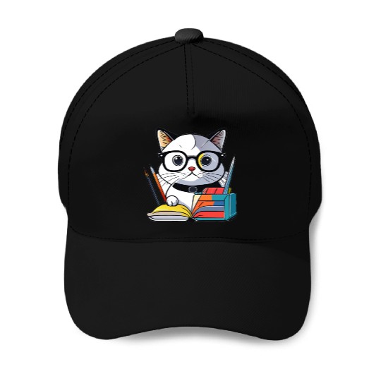 Back to school cat Baseball Caps