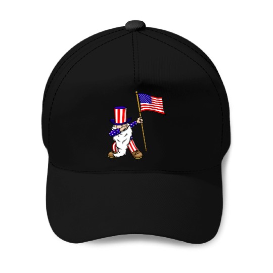 4th of July Gnome Dab Baseball Caps