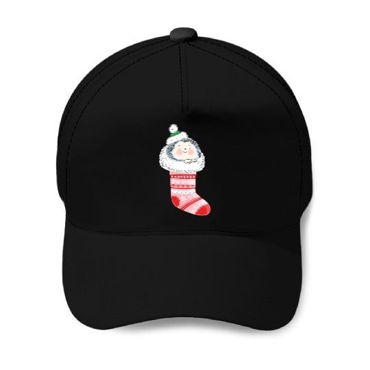 Holly Jolly Hedgehog Baseball Caps