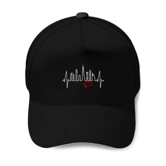 Dubai Skyline Heartbeat Burj Khalifa Silhouette Baseball Caps